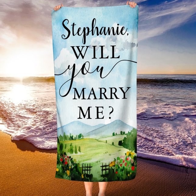 Heiraten Sie mich? Vorschlag für maßgeschneiderte  Strandtuch (Will You Marry Me? Custom Wedding Proposal Beach Towel)