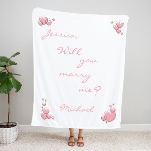 Heiraten Sie mich? Vorschlag Rosa Herz Sherpadecke