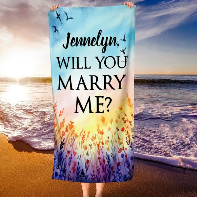 Heiraten Sie mich - Vorschlag zur Personalisierten Strandtuch (Will You Marry Me - Personalized Marriage Proposal Beach Towel)