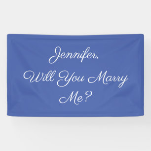Heiraten Sie mich? Weißer Text auf Med Blue Banner