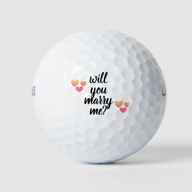 heiraten Sie mir Golfbälle von dalDesignNZ (Vorderseite)