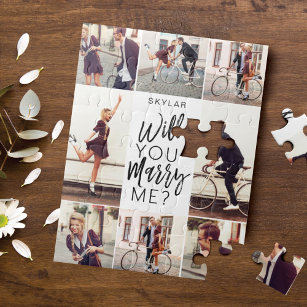 Heiraten Sie mir Skript & Custom Foto Collage Puzzle