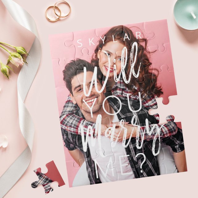 Heiraten Sie mir trendy Script & Custom Foto Puzzle (Von Creator hochgeladen)