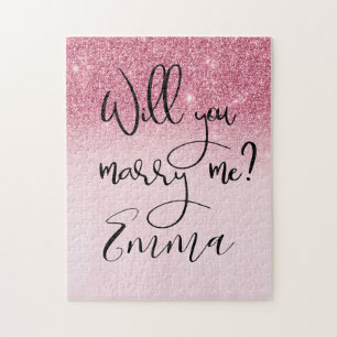 Heiraten Sie mir Vorschlag personalisieren Pink Puzzle