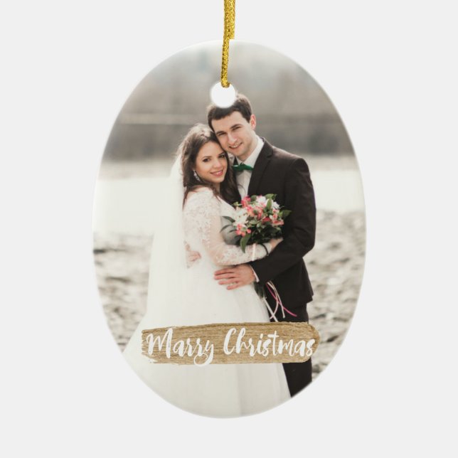 Heiraten Sie Weihnachtsjungvermählten-Verzierung Keramik Ornament (Vorne)
