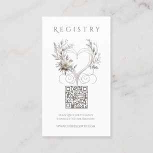 Heiraten von Registry-White-Blume mit Herz Visitenkarte