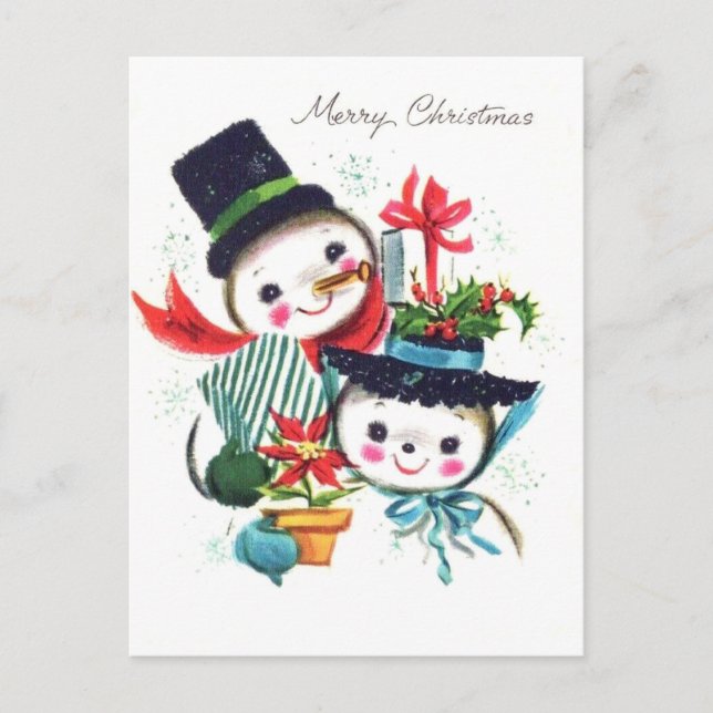 Heiraten von Weihnachten aus Snowman Couple Postkarte (Vorderseite)