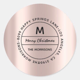 Heiraten Weihnachtsfamilie Anschrift UAWG Monogram Runder Aufkleber