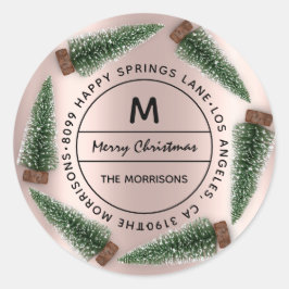 Heiraten Weihnachtsfamilie Anschrift UAWG Monogram Runder Aufkleber