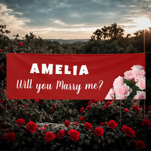 Heiratest du mich Pink Rose Romantischer Heiratsan Banner