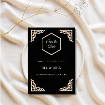 Heiratet an diesem Tag Hochzeit Schwarz Gold Sechs