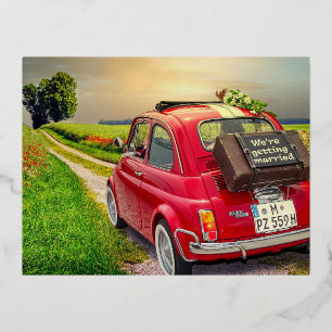 HEIRATETAG AUTO POSTKARTE FOLIE