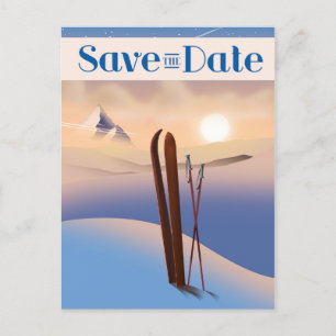 Heiratetag Merken Hochzeit Vintage Ski Postkarte