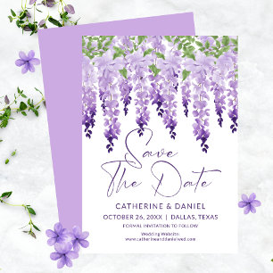 Heiratetag Wasserfarbe Wisteria Flieder Hochzeit Save The Date