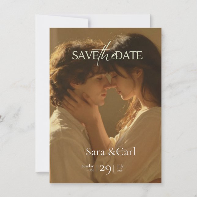 Heirats-Einladung "Save The Date" | Romantisch Save The Date (Vorderseite)