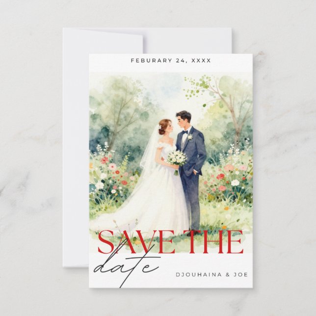 Heirats-Einladung "Save The Date" | Romantisch Save The Date (Vorderseite)