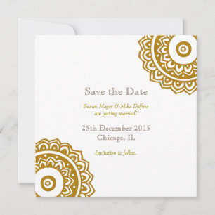 Heirats-Einladungskarte Gold Weiß Datum vormerken Save The Date