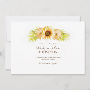 Heiratsankündigung Rustikal gestrichene Sonnenblum Ankündigung