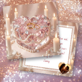 Heiratsantrag | Kristalliner Herz-Kuchen und Ringe Karte