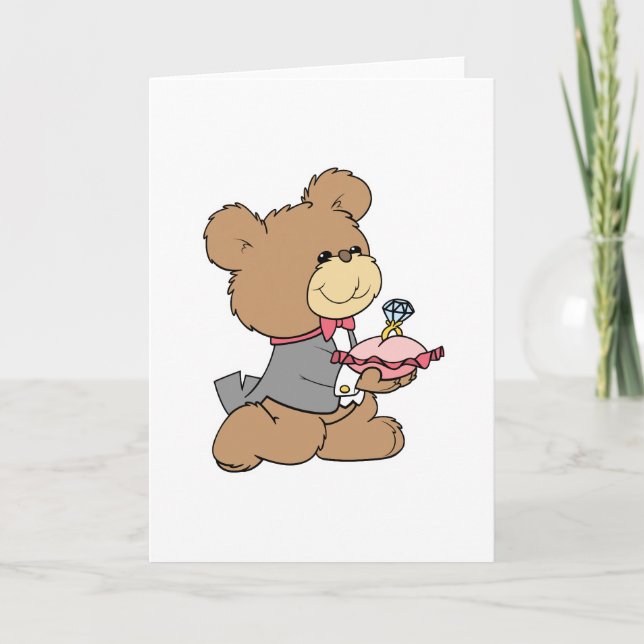 Heiratsantrag oder Ringträger Teddybär Design Karte (Vorderseite)