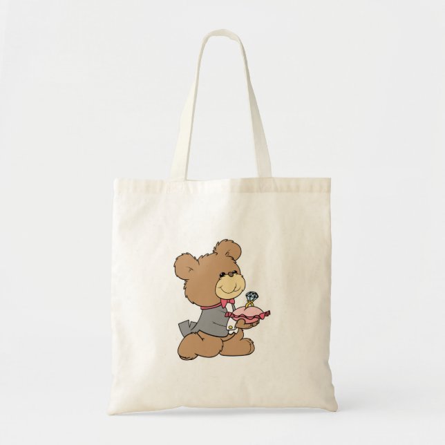 Heiratsantrag oder Ringträger Teddybär Design Tragetasche (Vorne)