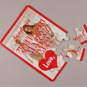 Heiratsantrag Wirst du mich heiraten Dein Foto rot Puzzle