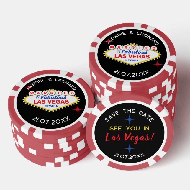 Heiratsdatum Las Vegas Hochzeitsgeschenk Pokerchips (Stapel)