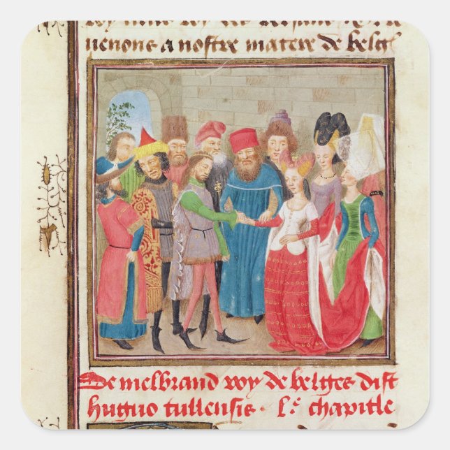 Heiratsszene Quadratischer Aufkleber (Vorderseite)