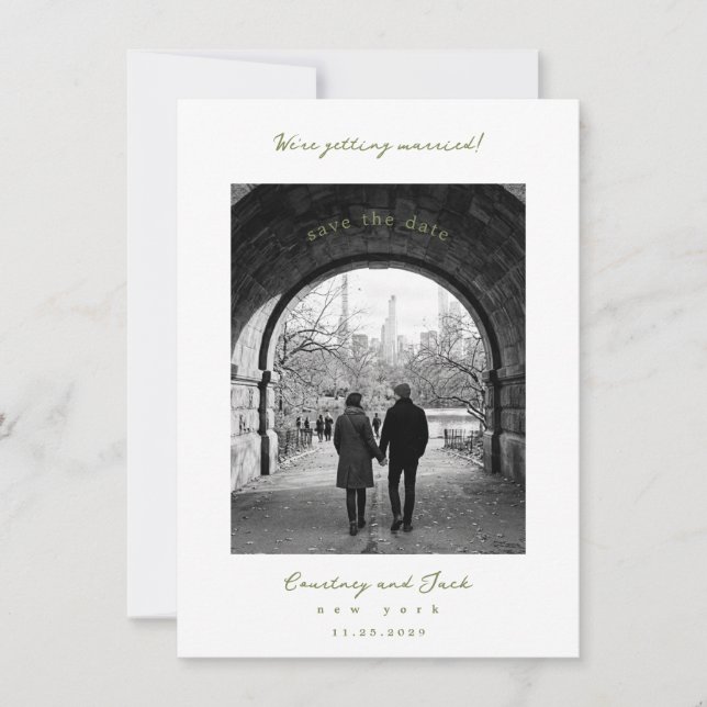 Heiratstermin Olive Save The Date (Vorderseite)