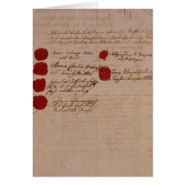 Heiratsurkunde von Wolfgang, von Mozart und von (Vorne)