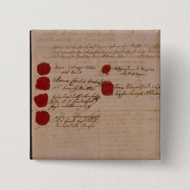 Heiratsurkunde von Wolfgang, von Mozart und von Button (Vorderseite)