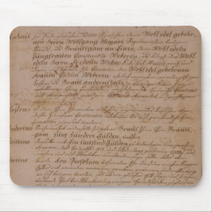 Heiratsurkunde von Wolfgang, von Mozart und von Mousepad