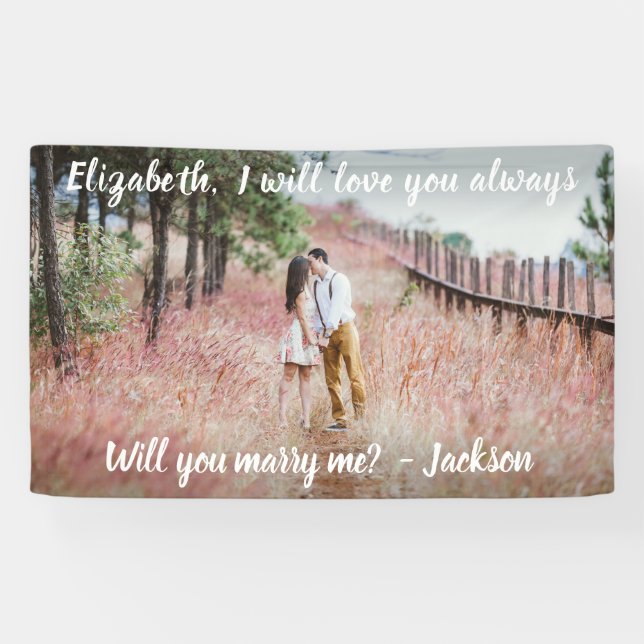 Heiratsvorschlag heiraten Foto und Weiße Schrift Banner (Horizontal)