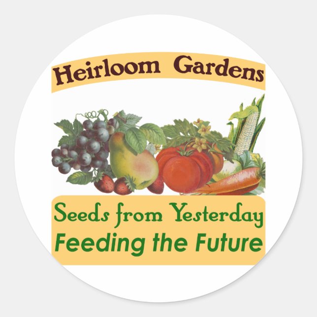 Heirloom Gardens Seed Labels Runder Aufkleber (Vorderseite)