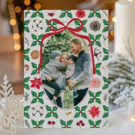 Heirloom Holly Florals and Greenery Photo Feiertagskarte