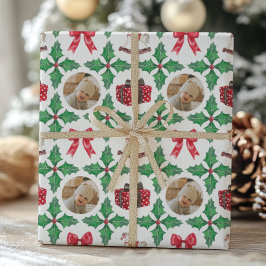 Heirloom Holly Patchwork Photo Christmas Holiday Geschenkpapier