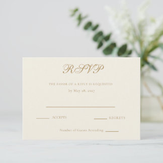 Heirloom Ivory & Antique Gold Wedding Response RSVP Karte