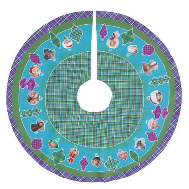 Heirloom Kariert (Retrofarben) Weihnachtsbaumrock Polyester Weihnachtsbaumdecke (Vorderseite)