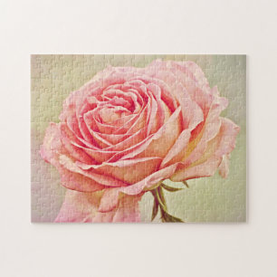 Heirloom Pink Rose Blume Puzzle