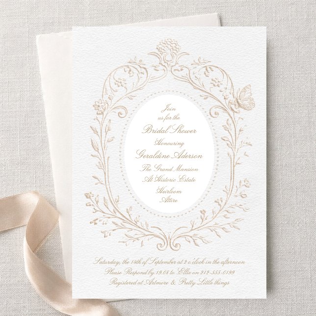 Heirloom Rococo Botanical Frame Bridal Shower Einladung (Von Creator hochgeladen)