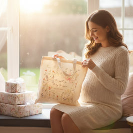 Heirloom Rose Bow and Stork Baby Shower Tragetasche