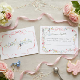 Heirloom Rose Ribbon and Stork Diaper Raffle Begleitkarte