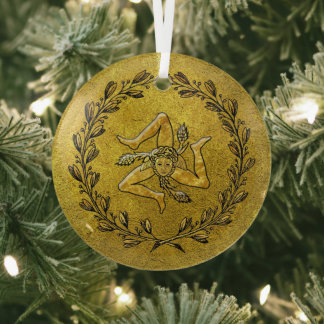 Heirloom Sicilian Trinacria Gold Ornament Aus Glas