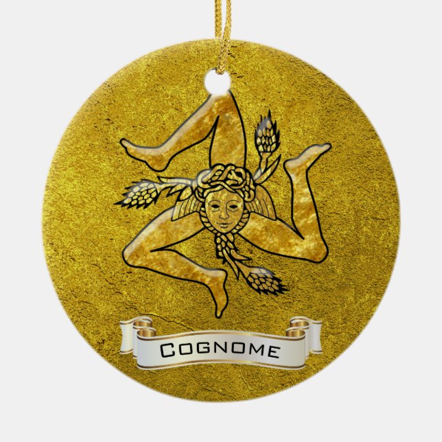 Heirloom sizilianisches Trinacria personifizieren Keramikornament (Vorne)