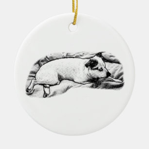 Heirloom Terrier mit Starry Dots Keramik Ornament