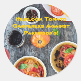 Heirloom Tomato Gärtner gegen Parkinsons! Runder Aufkleber