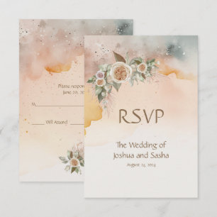 Heirloom Vintag Ivory Rose Wasserfarbenhochzeit RSVP Karte