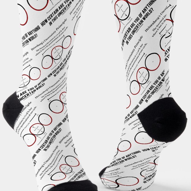 Heisenbergs Grundsatz der Unsicherheit Physik-Spaß Socken (Let your wry particle physics/quantum mechanics side shine with this pair of crew socks.)