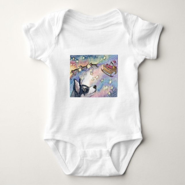 Heisere Pferdeschlitten-Hunde Baby Strampler (Vorderseite)