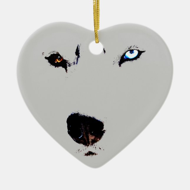 Heisere Verzierungs-personalisierter Schlittenhund Keramik Ornament (Vorne)